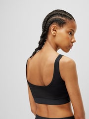 HUGO Black Stretch Cotton Box Logo Bralette - Image 4 of 5