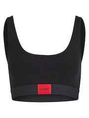 HUGO Black Stretch Cotton Box Logo Bralette - Image 5 of 5