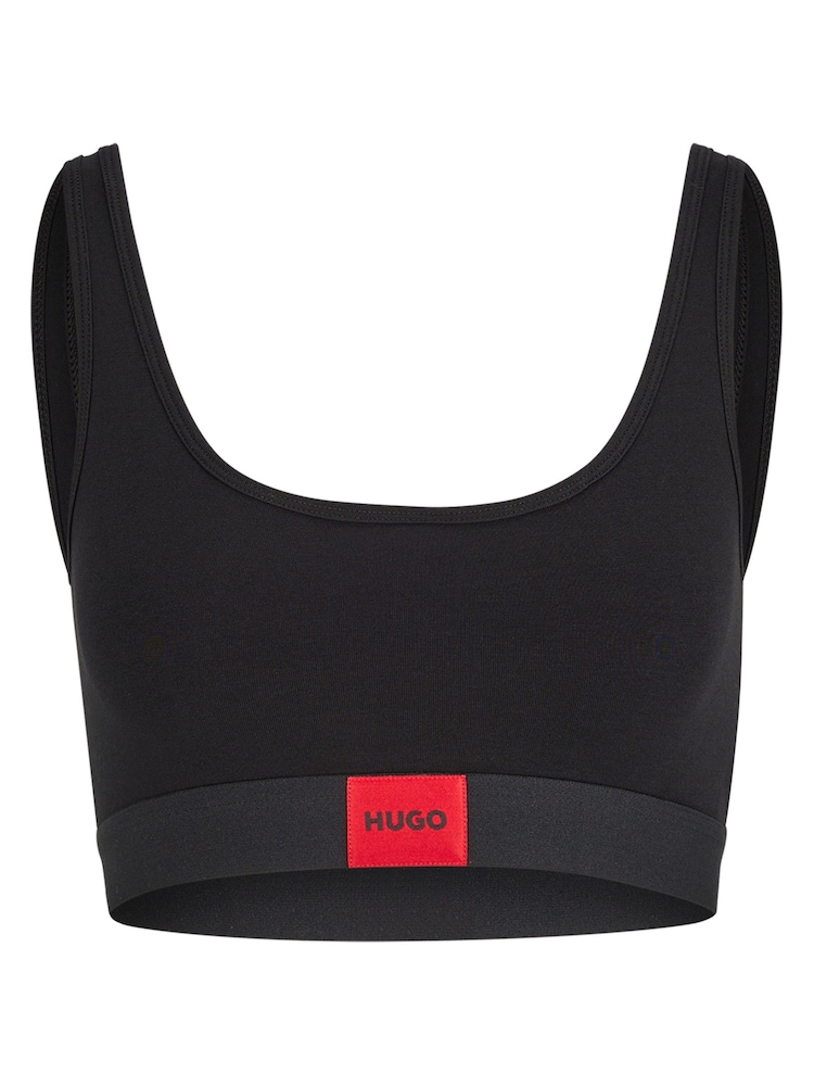 HUGO Black Stretch Cotton Box Logo Bralette - Image 5 of 5