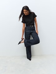 Black Woven Mix Short Sleeve Raglan T-Shirt - Image 2 of 6