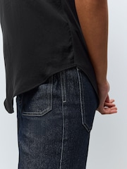 Black Woven Mix Short Sleeve Raglan T-Shirt - Image 5 of 6