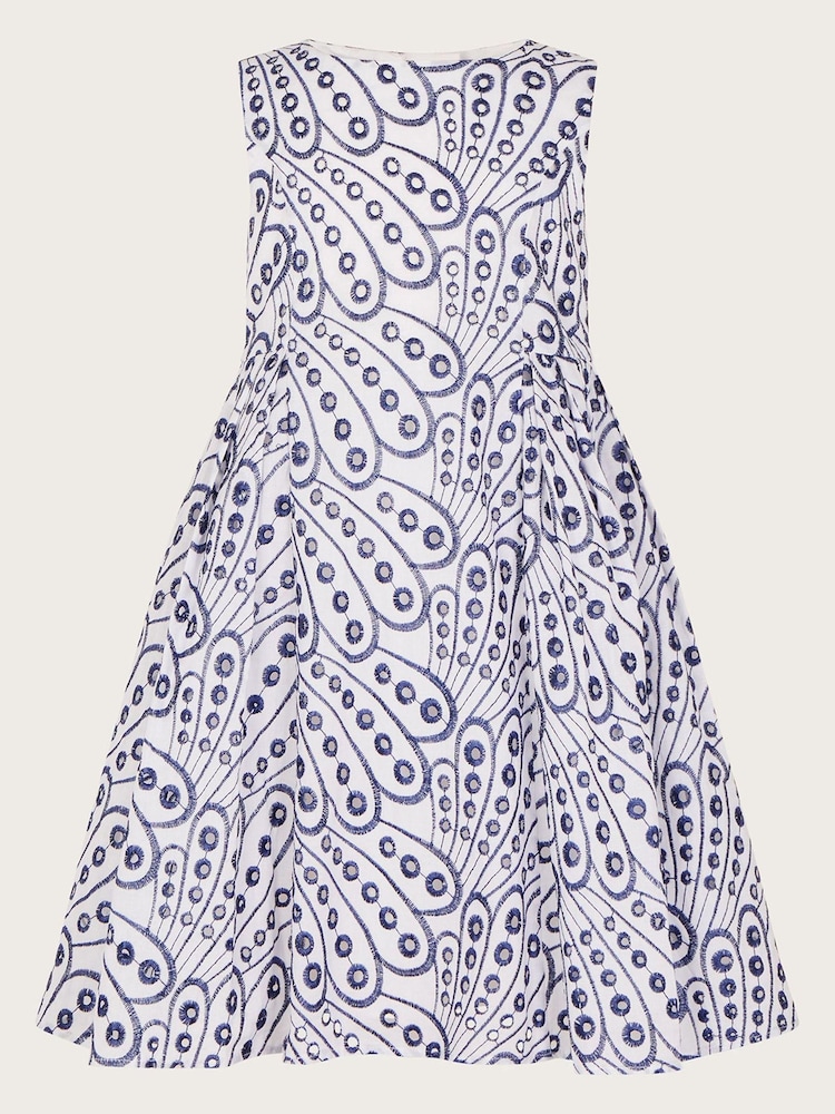 Monsoon Blue Butterfly Wing Embroidered Dress - Image 1 of 3