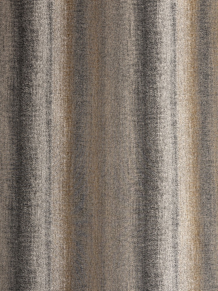 Black/Bronze Gold Metallic Stripe Eyelet Super Thermal Curtains - Image 6 of 6