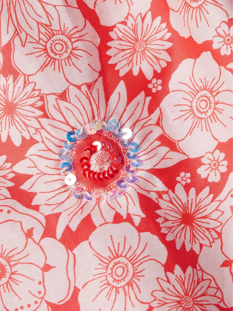 Monsoon Orange Floral Border Stitch Detail Dress - Image 3 of 3 Monsoon Orange Floral Border Stitch Detail Dress - Image 3 of 3