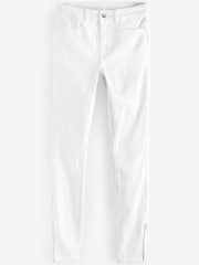 White Split Embellished Hem Power Stretch Denim Leggings - Image 5 of 5