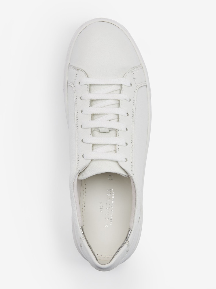 White Lace Up Signature Forever Comfort® Leather Chunky Wedge Platform Trainers - Image 4 of 5