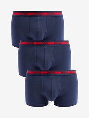 HUGO Blue Logo Waistband Trunks 3 Pack - Image 1 of 2