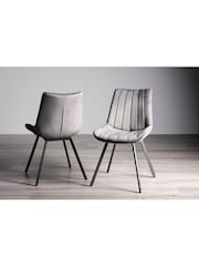 Bentley Designs Set of 2 Grey Fontana Velvet Fabric Chairs - Image 2 of 4