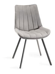 Bentley Designs Set of 2 Grey Fontana Velvet Fabric Chairs - Image 3 of 4