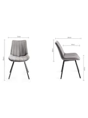 Bentley Designs Set of 2 Grey Fontana Velvet Fabric Chairs - Image 4 of 4