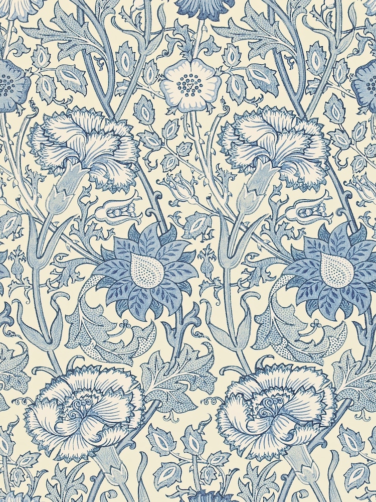 Morris & Co. Blue Pink Rose 10.05M Wallpaper - Image 1 of 1