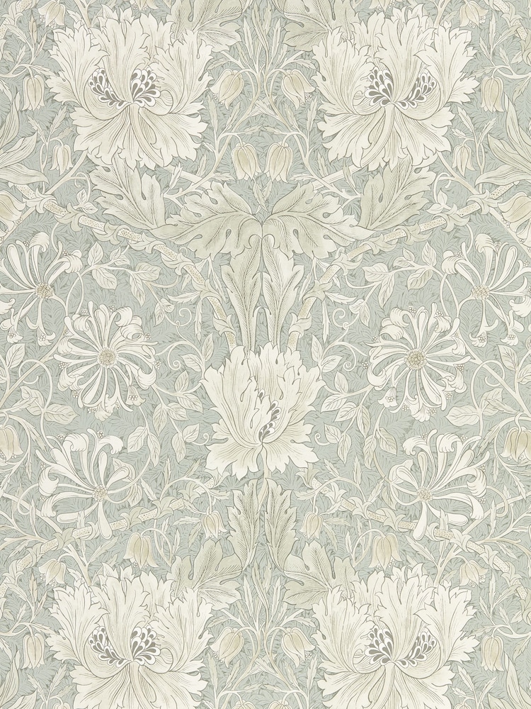 Morris & Co. Grey Pure Honeysuckle Tulip 10.05M Wallpaper - Image 1 of 1