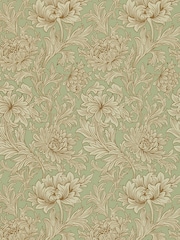 Morris & Co. Green Chrysanthemum Toile 10.05M Wallpaper - Image 2 of 2