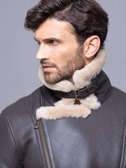 Lakeland Leather Brown Hurricane Sheepskin Aviator Jacket - Image 4 of 6