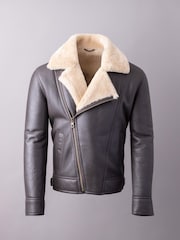 Lakeland Leather Brown Hurricane Sheepskin Aviator Jacket - Image 6 of 6