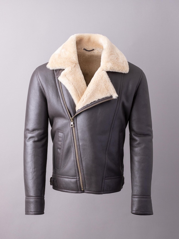Lakeland Leather Brown Hurricane Sheepskin Aviator Jacket - Image 6 of 6