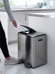 Chrome 40L 3 compartment Recycling Soft Close Pedal Bin - Image 3 of 8