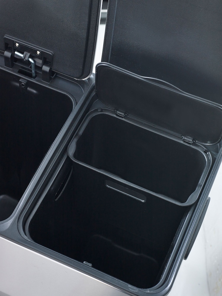 Chrome 40L 3 compartment Recycling Soft Close Pedal Bin - Image 5 of 8