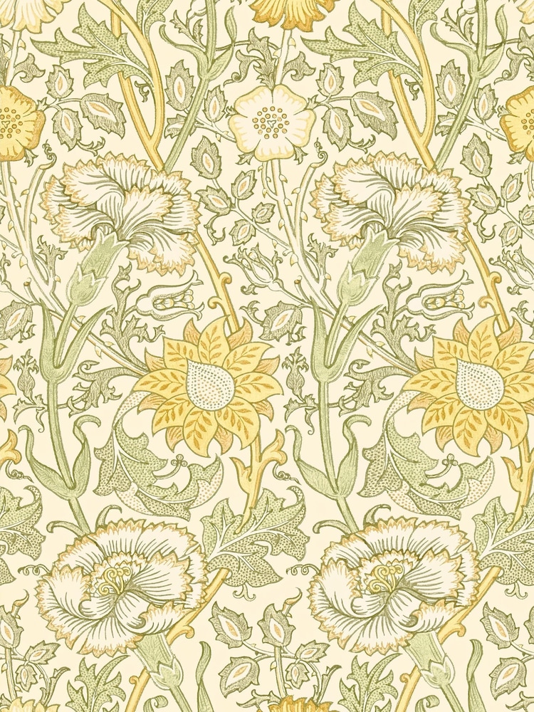 Morris & Co. Green Pink Rose 10.05M Wallpaper - Image 1 of 1
