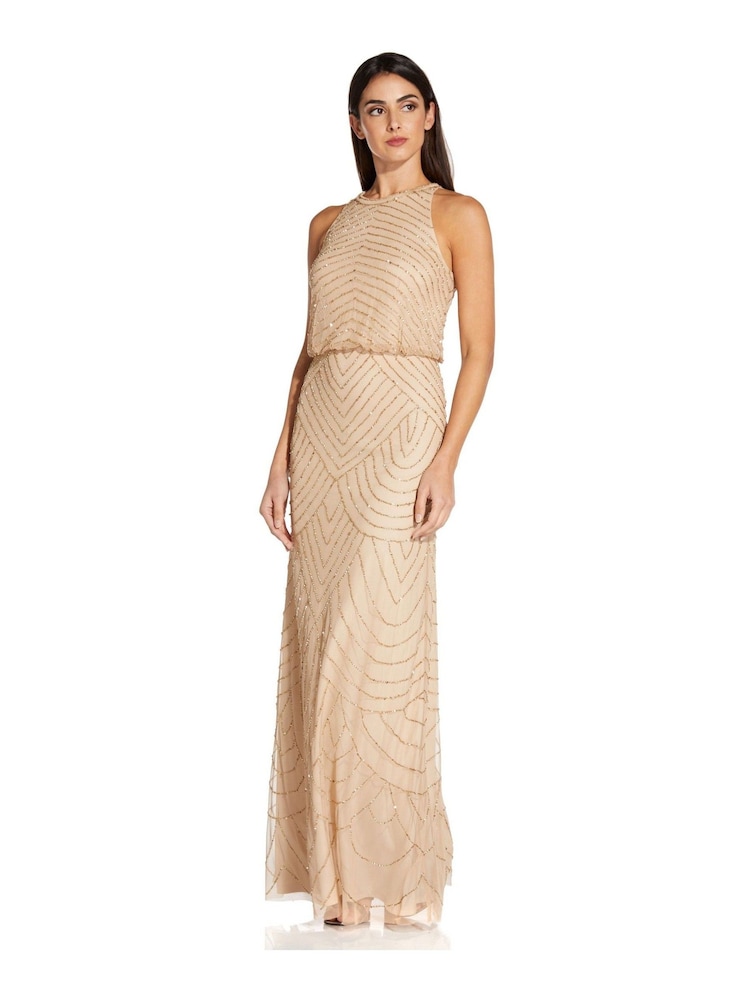 Adrianna Papell Beaded Halter Gown - Image 3 of 6