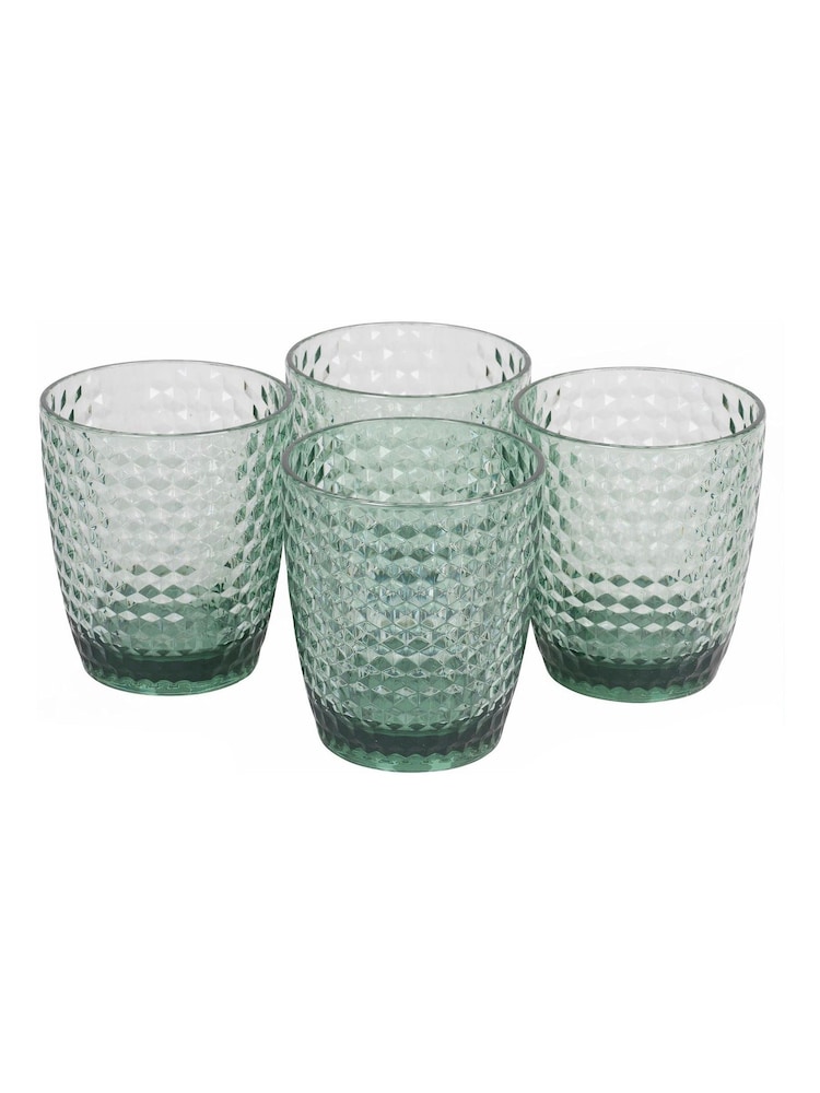 Cambridge Green Shatterproof Fete Diamond Design 4 Piece Tumbler Set - Image 4 of 4