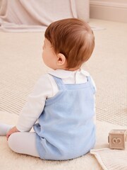 Bleu - Ensemble barboteur, body et collants en maille bébé (0 mois-2 ans) - Image 2 of 4