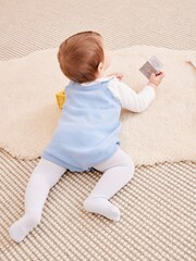 Bleu - Ensemble barboteur, body et collants en maille bébé (0 mois-2 ans) - Image 3 of 4