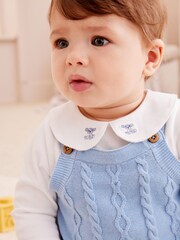 Bleu - Ensemble barboteur, body et collants en maille bébé (0 mois-2 ans) - Image 4 of 4