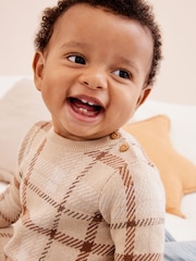 Brown Check Knitted Baby 2 Piece Set (0mths-2yrs) - Image 3 of 9