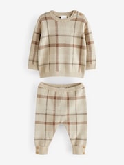 Brown Check Knitted Baby 2 Piece Set (0mths-2yrs) - Image 5 of 9