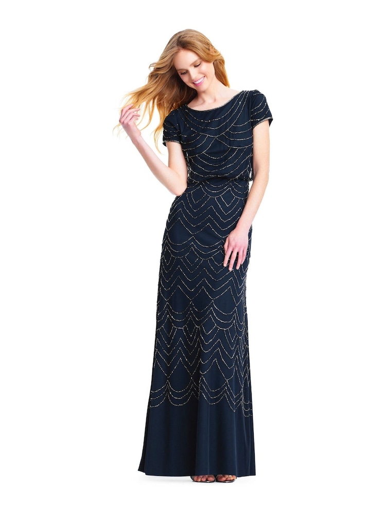 Adrianna Papell Blouson Beaded Dress - Image 1 of 4 Adrianna Papell Blouson Beaded Dress - Image 1 of 4