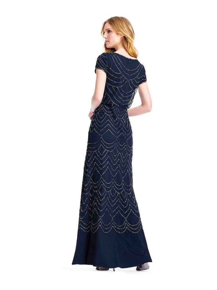 Adrianna Papell Blouson Beaded Dress - Image 2 of 4 Adrianna Papell Blouson Beaded Dress - Image 2 of 4