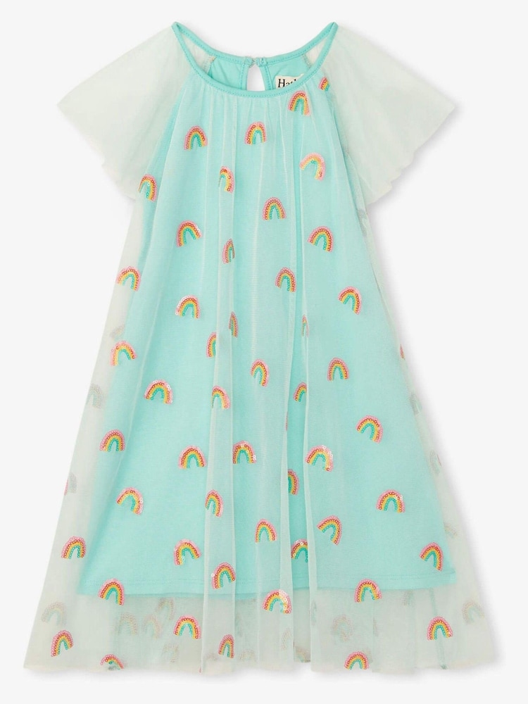 Hatley Girls Blue Shimmer Rainbows Baby Tiered Tulle Dress - Image 2 of 3