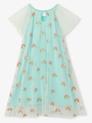 Hatley Girls Blue Shimmer Rainbows Baby Tiered Tulle Dress - Image 3 of 3