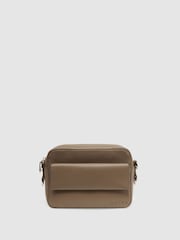 Reiss Taupe Clea Leather Crossbody Bag - Image 7 of 8