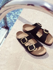 Birkenstock Black/Brown Arizona Big Buckle Nubuck Sandals - Image 1 of 5