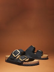 Birkenstock Black/Brown Arizona Big Buckle Nubuck Sandals - Image 2 of 5