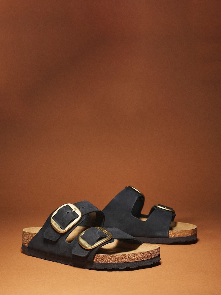 Birkenstock Black/Brown Arizona Big Buckle Nubuck Sandals - Image 2 of 5