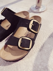 Birkenstock Black/Brown Arizona Big Buckle Nubuck Sandals - Image 3 of 5