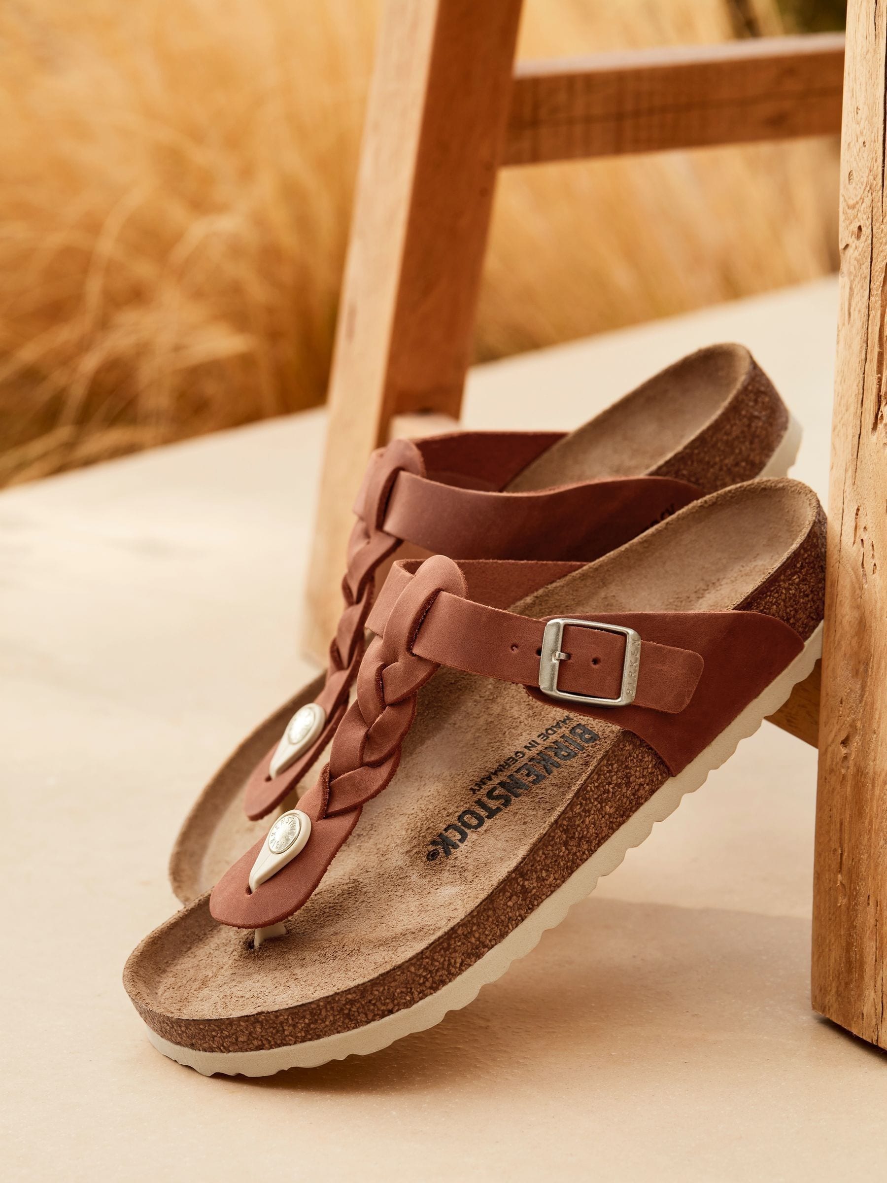 Buy Birkenstock Brown Gizeh Braided Oiled Leather Sandals from the Next UK online shop