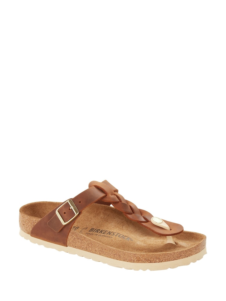 Birkenstock Brown Gizeh Braided Oiled Leather Sandals - Image 20 of 20