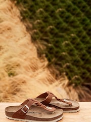 Birkenstock Brown Gizeh Braided Oiled Leather Sandals - Image 3 of 9