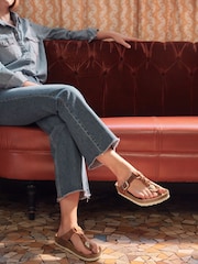 Birkenstock Brown Gizeh Braided Oiled Leather Sandals - Image 5 of 9