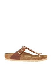 Birkenstock Brown Gizeh Braided Oiled Leather Sandals - Image 8 of 9