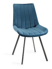 Bentley Designs Set of 2 Blue Fontana Velvet Fabric Chairs - Image 3 of 4