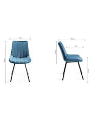 Bentley Designs Set of 2 Blue Fontana Velvet Fabric Chairs - Image 4 of 4
