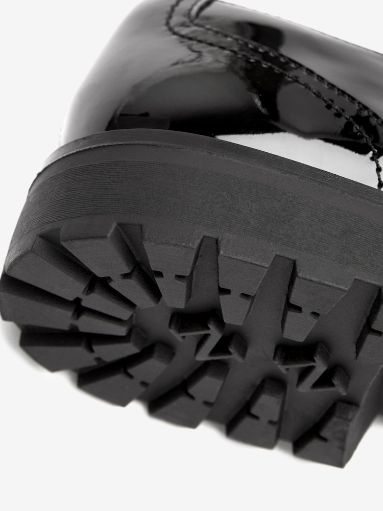 Črn patent - Čevlji z debelim podplatom in vezalkami Forever Comfort - Slika 4 iz 4