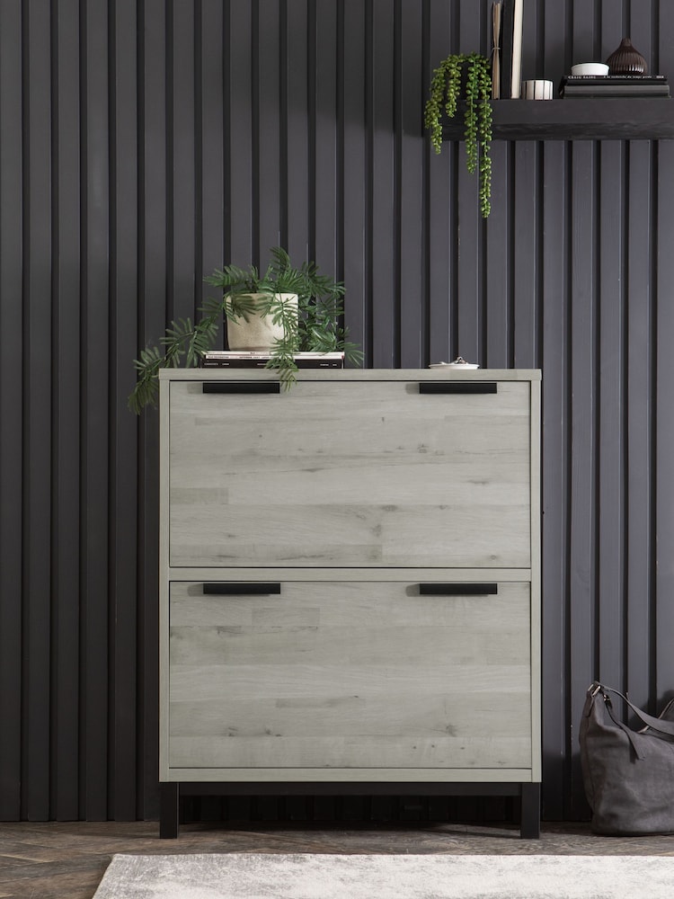 Grey Bronx Oak Effect Shoe Storage Cabinet - Image 1 of 8