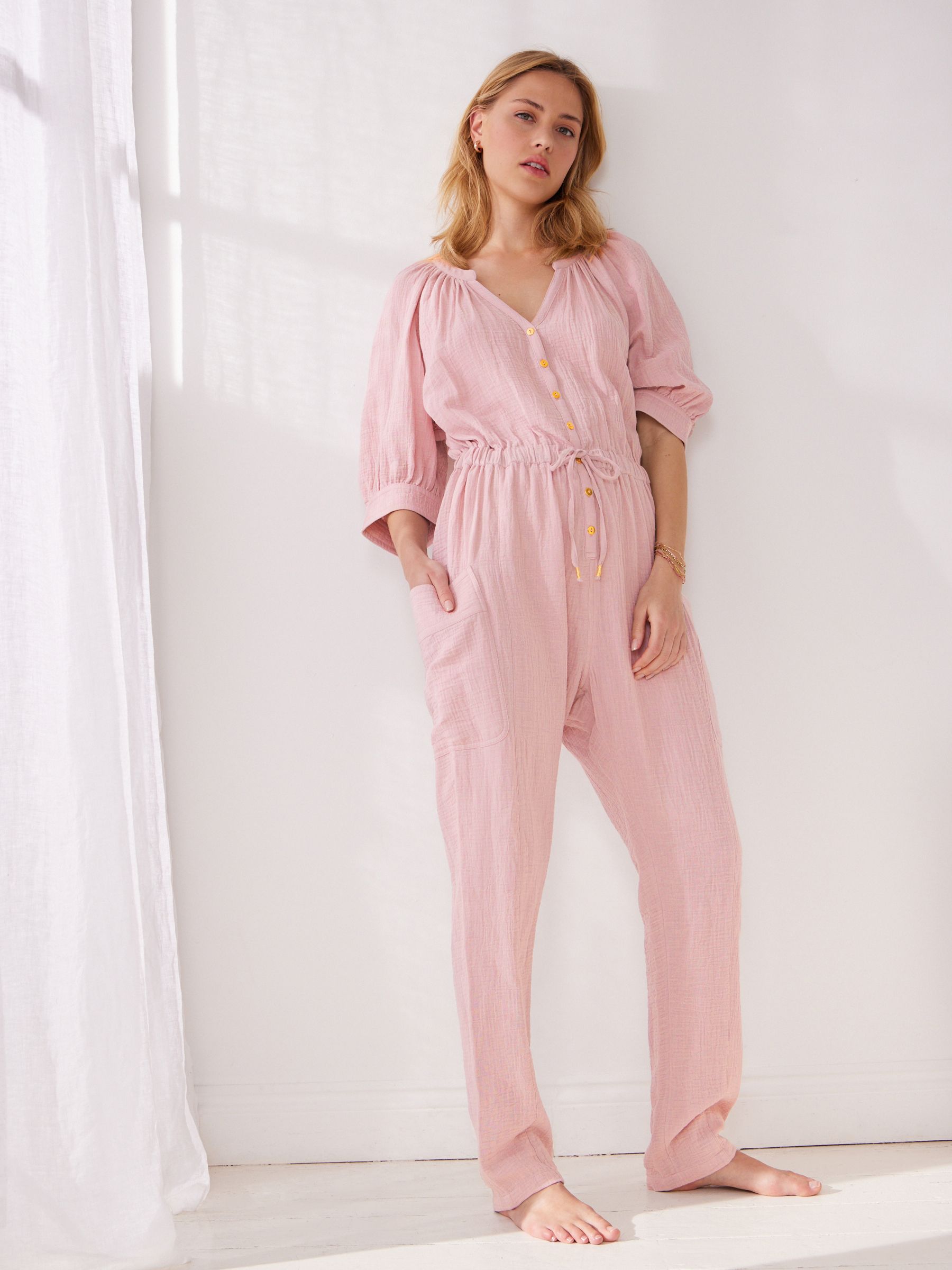 Buy Pink Cotton Crinkle Jumpsuit from Next Luxembourg