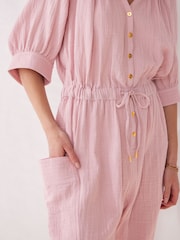 Pink - Overall aus Baumwolle in Knitteroptik - Bild 5 von 8
